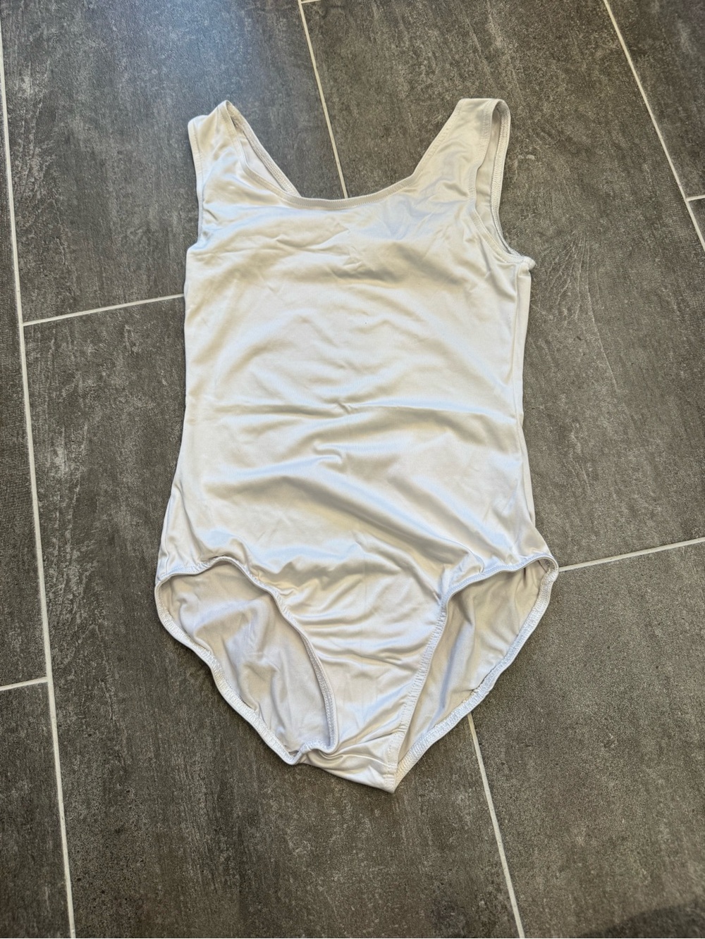 Weissman Light Gray Scoop Neck Leotard